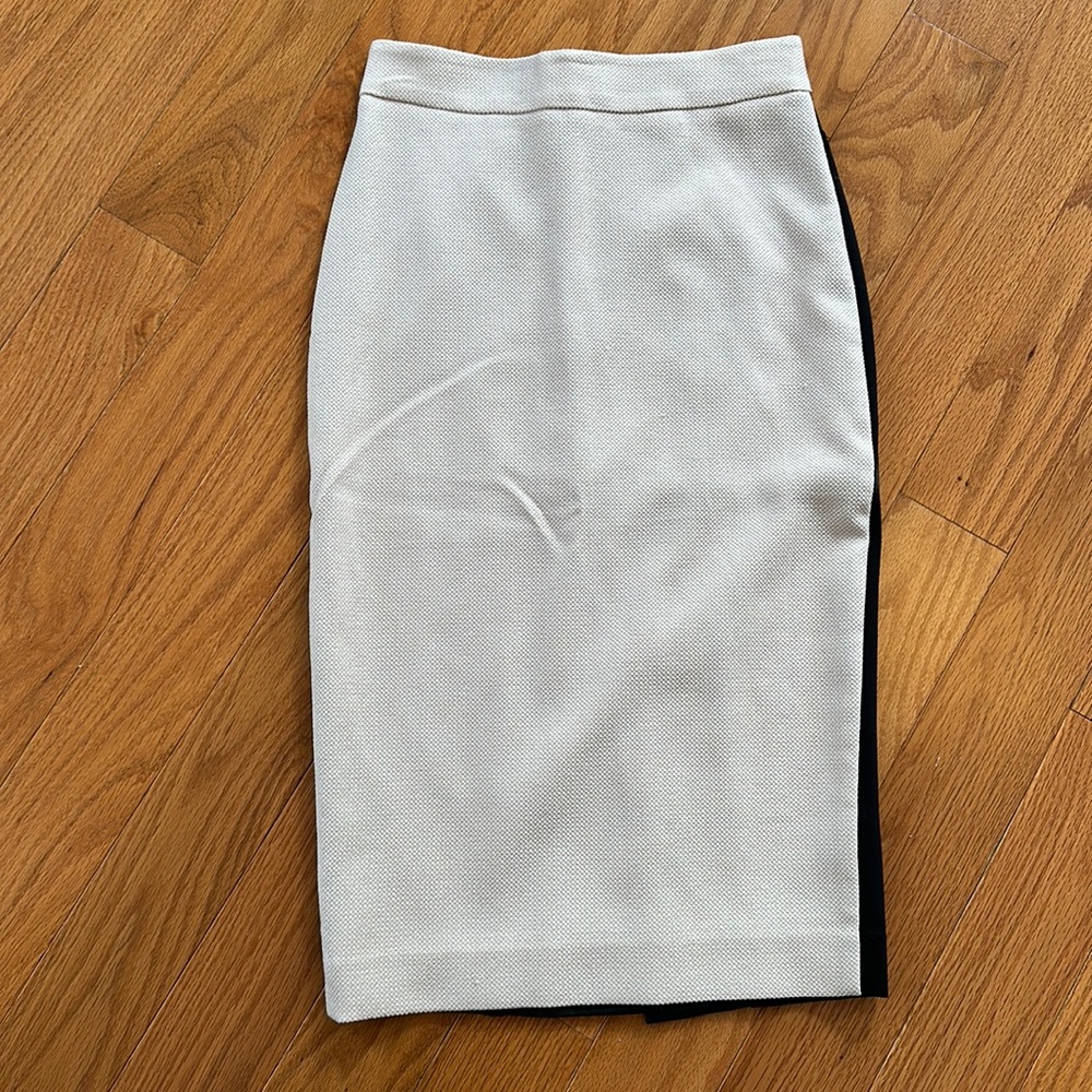 Blush pink and black leather pencil skirt